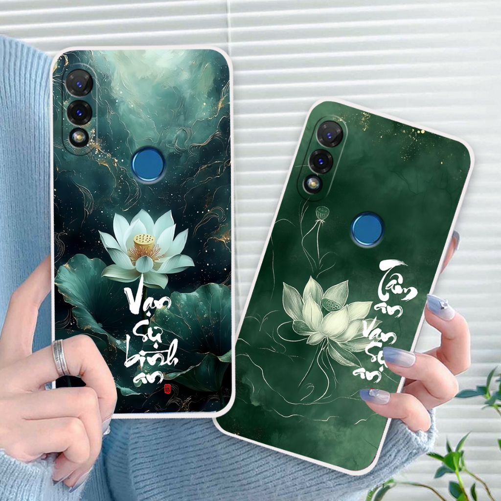 Vsmart Joy 2 Plus / Joy 2+ เคสยืดหยุ่นพิมพ์ลายดอกบัว พ่อแม่ และโชคลาภ PUU QUI