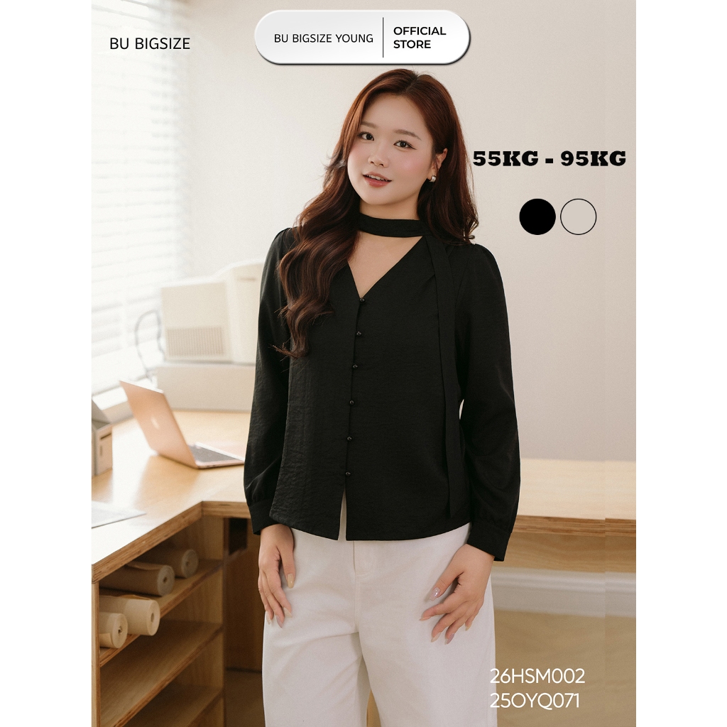 เสื้อคอปกผูกโบว์ BIGSIZE – 26HSM002 - [BU Bigsize Young]