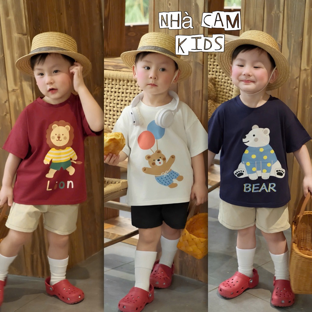 Baby Blazer เสื้อยืดแขนสั้นผ้าฝ้ายสัตว์ 3 สีสําหรับเด็ก - Orange House