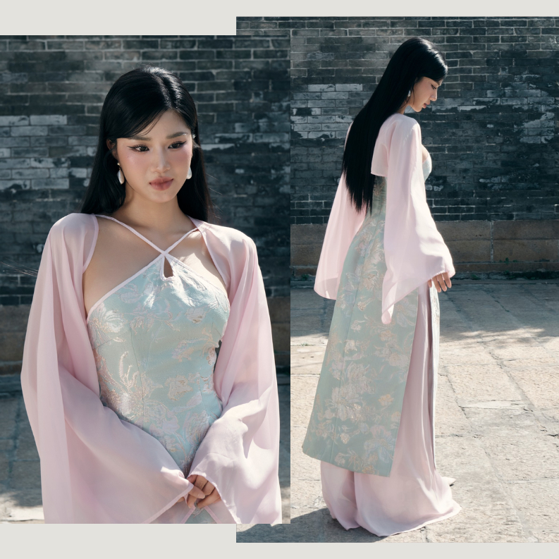 MULTIPLE COLORS bolero silk short trench coat พร้อมชุดเดรสสายเดี่ยวและเดรสสายเดี่ยว