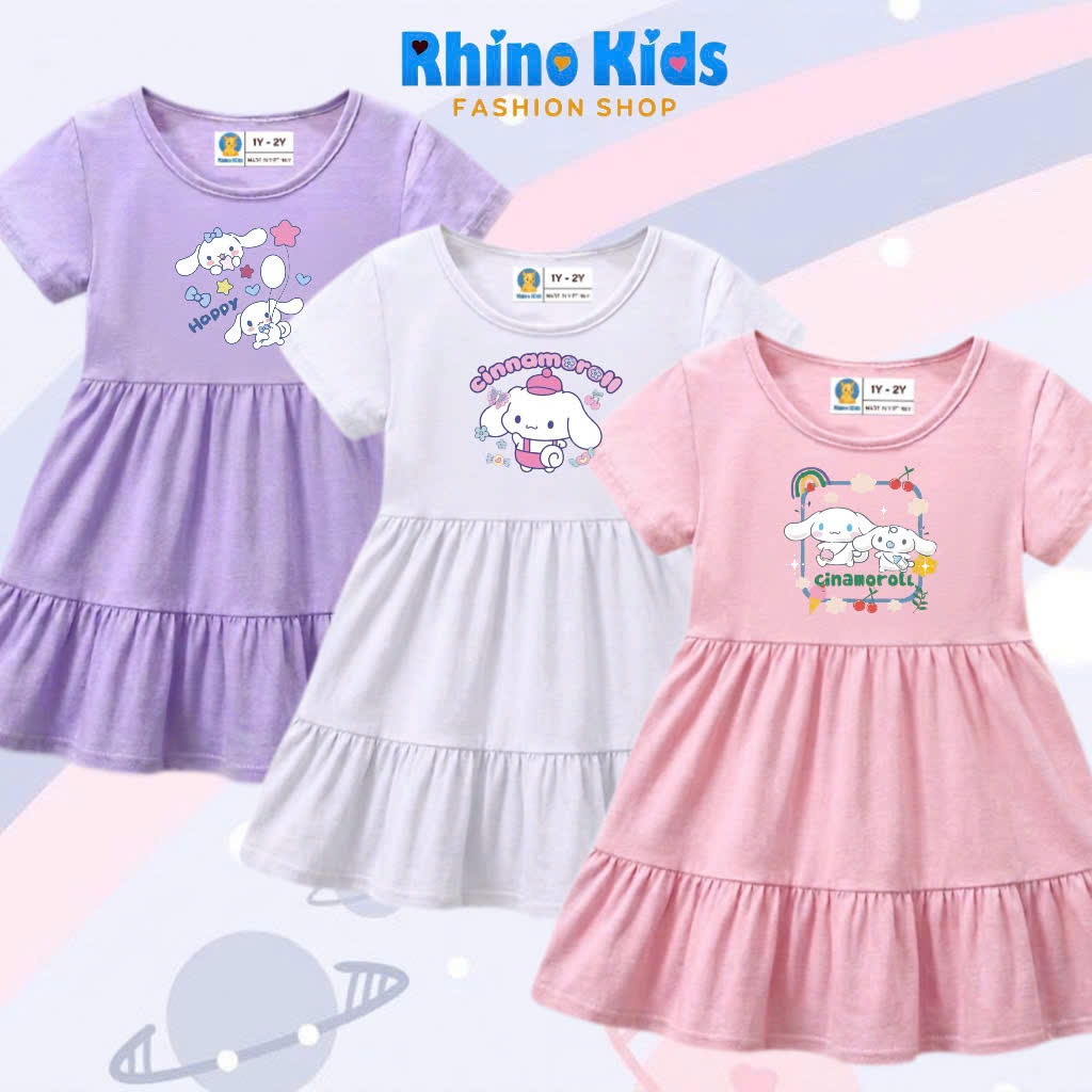 RHINO KIDS FASHION SHOP _ ชุดเดรสผ้าฝ้าย 4 ทิศทางสําหรับเด็กผู้หญิงผลิตในเวียดนาม V216