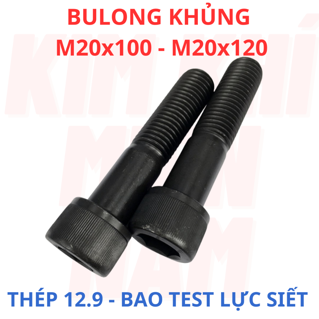 หกเหลี่ยม Countersunk Bolt M20x100, M20x120 (20mm) เหล็กสีดําทนทาน 12.9 - LGC 20mm ยาว 100-120mm ควา