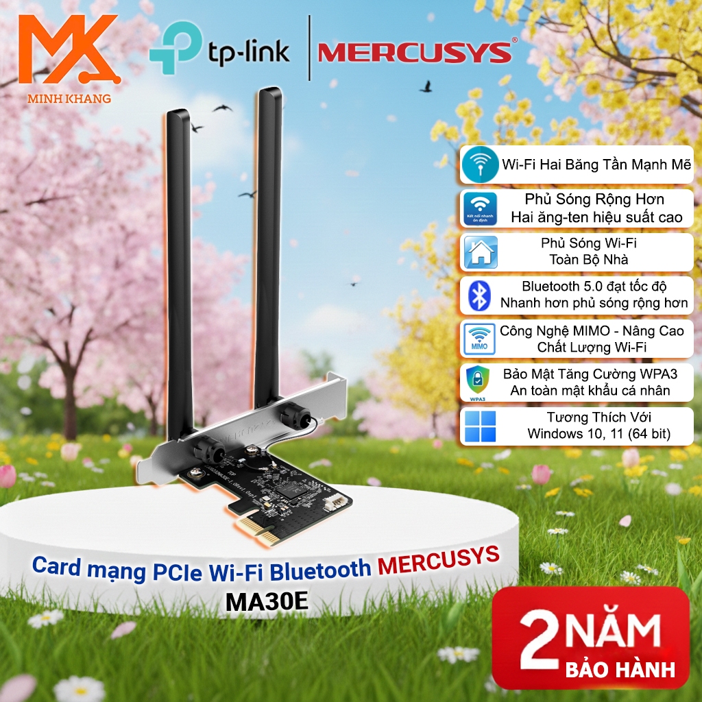 [ของแท้] Mercusys MA30E AC1200 PCIe WiFi Bluetooth Adapter – การ์ดเครือข่ายไร้สายสําหรับคอมพิวเตอร์ 