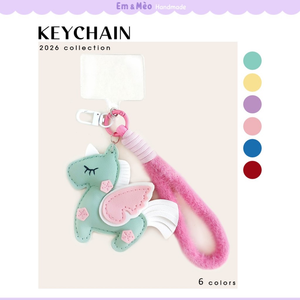 [express] พวงกุญแจม้ายูนิคอร์นหนัง PU - Bag Charm - MKC8 สายคล้องโทรศัพท์รูปสัตว์ยัดไส้