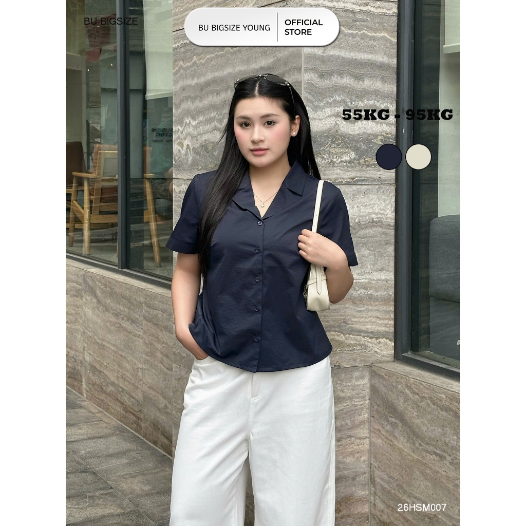 เสื้อเชิ้ตแขนสั้นคอปก BIGSIZE – 26HSM007 - [BU Bigsize Young]
