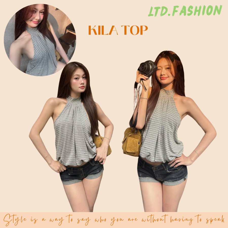 KILA GREY - เสื้อยืด OPEN BACK FLOORABLE - LTD.FASHION