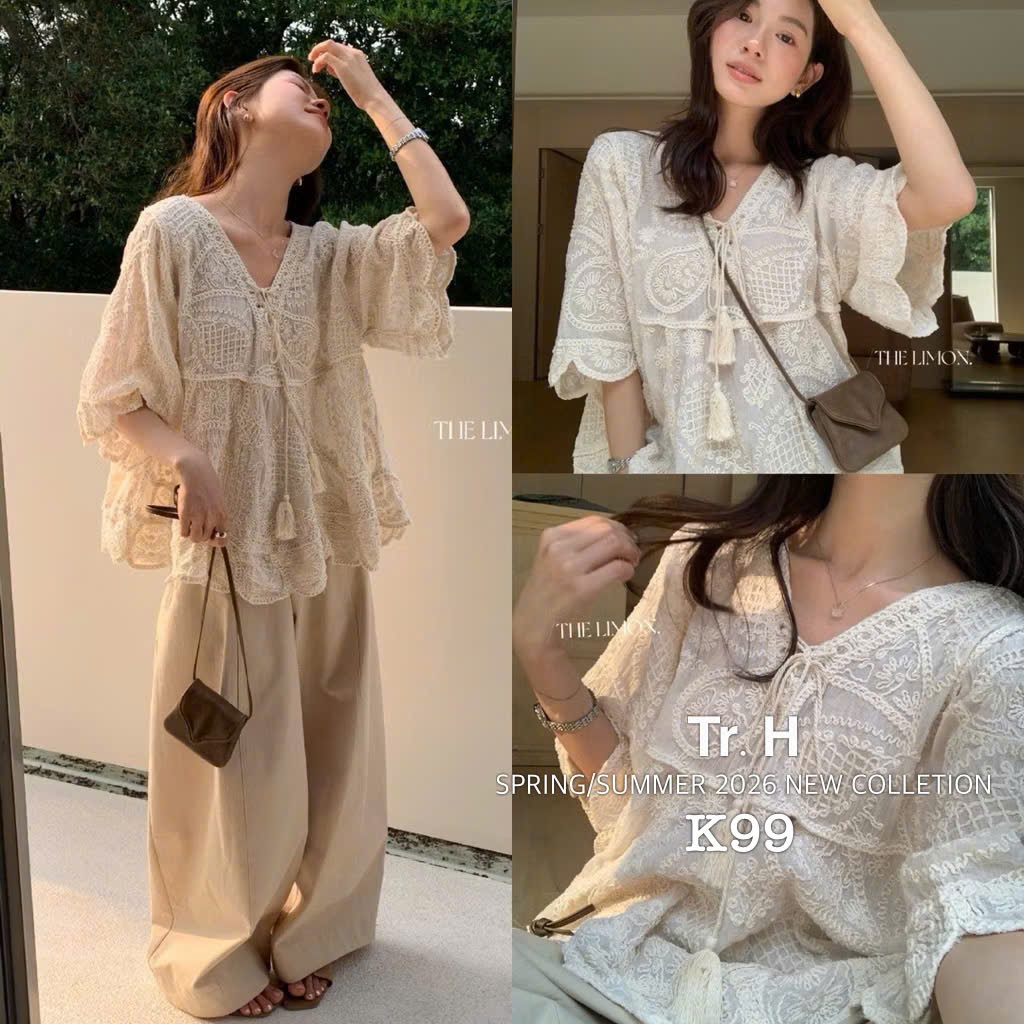 เสื้อพู่คอวี Babydoll Form Ms K99