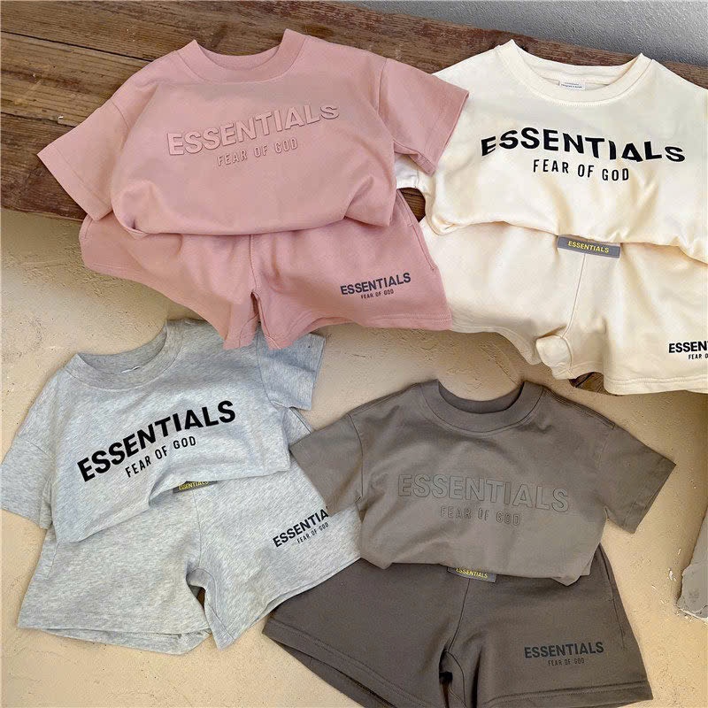 Essentials Fear Of God Boys and Girls Clothes Set High Quality Streetwear Stretch Cotton Set