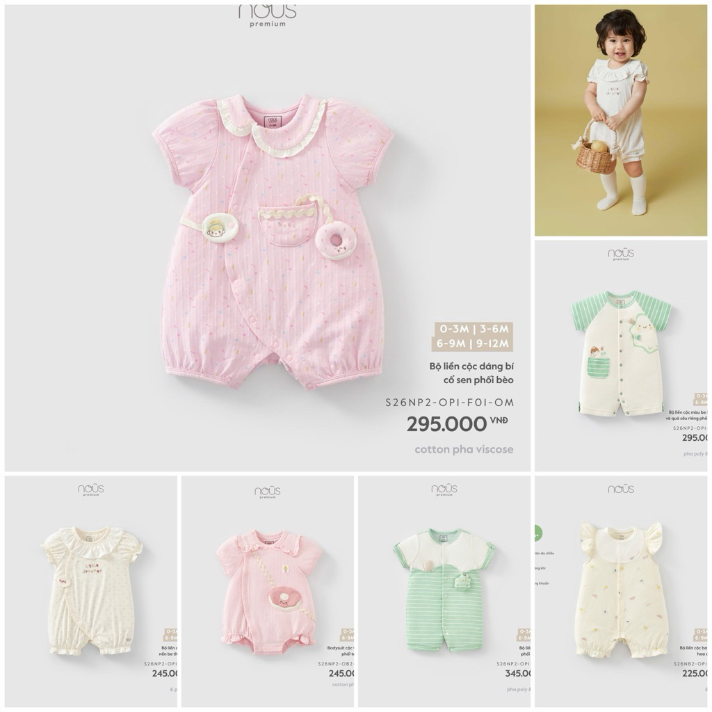 NOUS PREMIUM T4 จั้มสูทลายสําหรับเด็กผู้ชาย/เด็กหญิง ตั้งแต่ 0m ถึง 9-12m