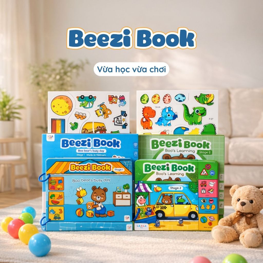 Montessori Beezi Book ของเล่นปอกและติดภาษาอังกฤษเวียดนามพร้อมธีมที่น่าสนใจมากมาย - Hobi Store