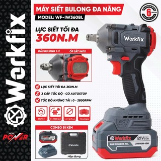 Siết bulong WORKFIX WF-IW360BL đầu 2 trong 1 Lực siết 360Nm - Bảo hành chính hãng