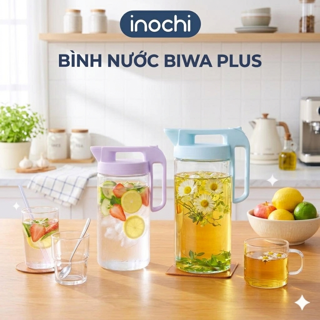 ขวดน้ําพรีเมี่ยม Biwa Plus 1.6L - 2.2L ใช้เก็บเครื่องดื่มหรือน้ําผลไม้