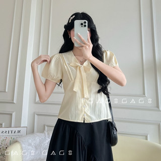 Áo Babydoll GAGO Brand Vải Gió Nhăn Bigsize V1 đến 104cm Mềm Mịn Màu Vàng Trendy Xu Hướng Nữ Sinh