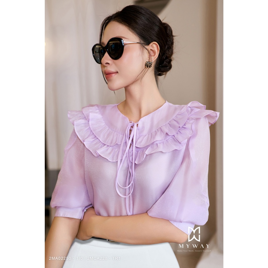 MY WAY เสื้อคอปกนัวเนียผู้หญิงคุณภาพสูงสํานักงานแขนสั้น 2MA02250