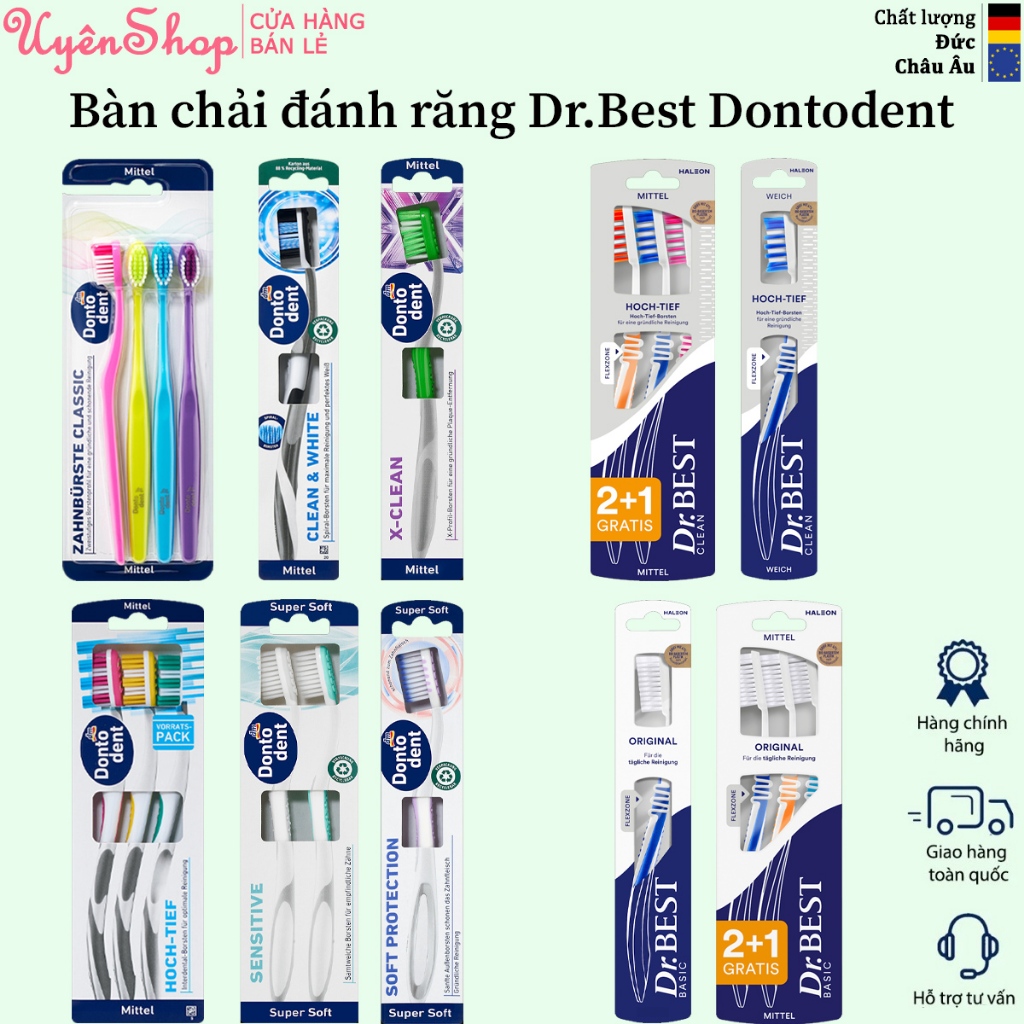 DrBest Dr.Best แปรงสีฟัน Dontodent ทุกประเภทที่ผลิตในเยอรมนี ทําความสะอาดฟันผุอย่างระมัดระวัง