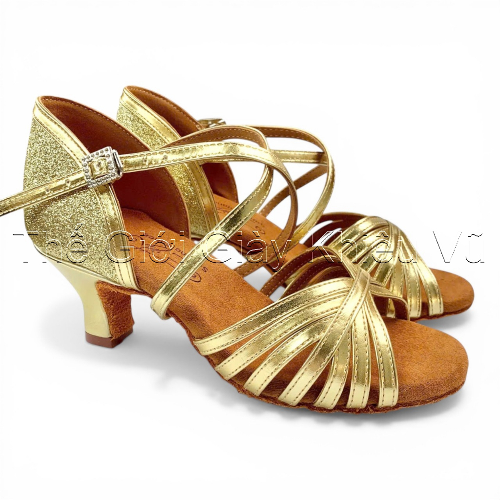 Dancesports รองเท้าเต้นรําละตินผู้หญิง SS 310 ส้น 5.5 ซม. (310SS5P) - สีเหลือง (แถมกระเป๋ารองเท้า)