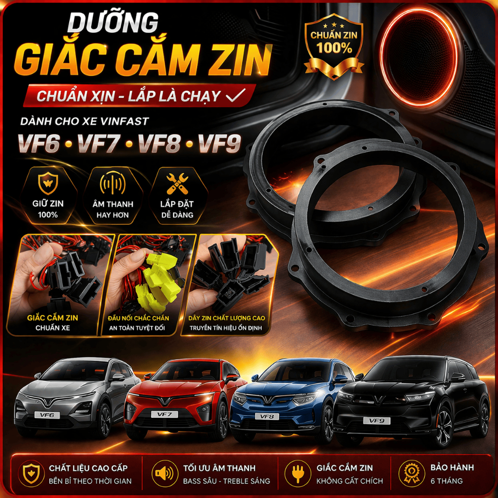แจ็คลําโพงปลั๊กสังกะสีสําหรับ Vinfast VF3,VF5,VF6,VF7,VF8.VF9, Lux A,SA Car - การออกแบบปลั๊กสังกะสี 