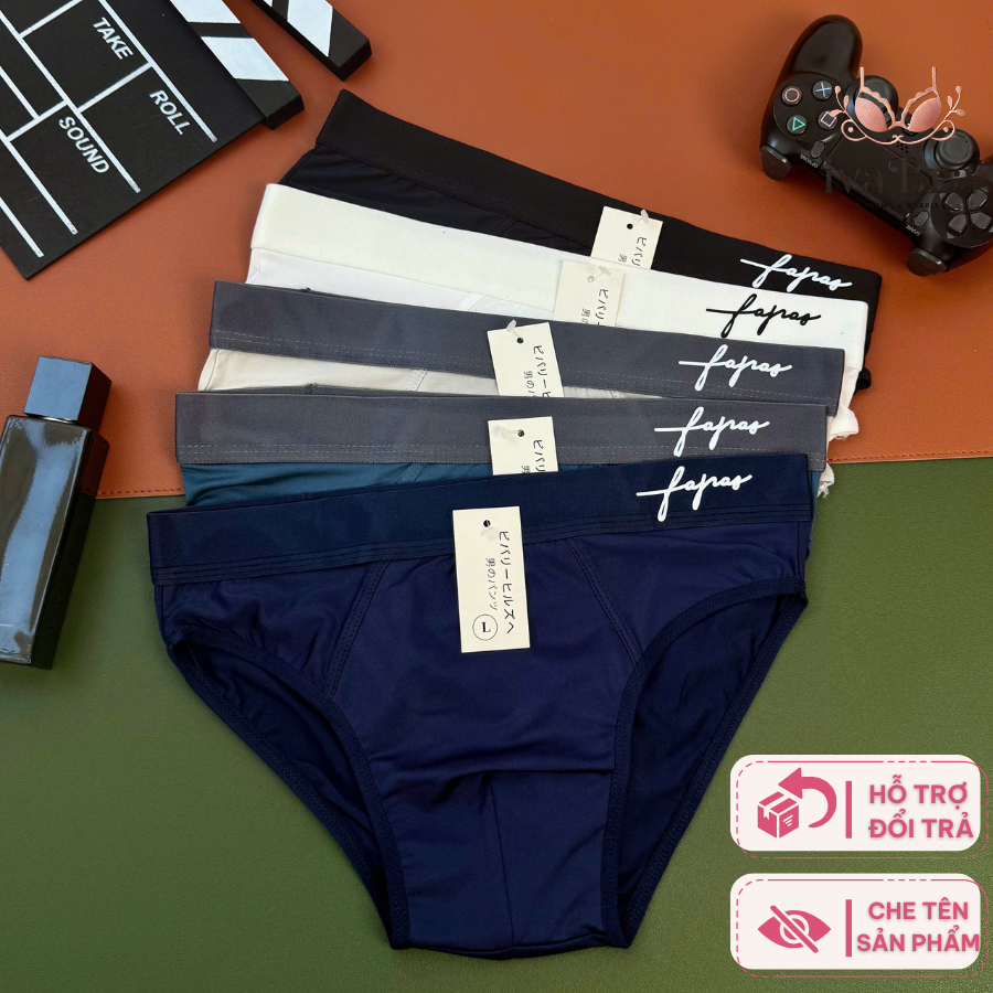 Combo กางเกงชั้นในชายสามเหลี่ยมซิกเนเจอร์ Fapas 5 ชิ้น - เรียบง่ายประณีต นุ่ม QLN04