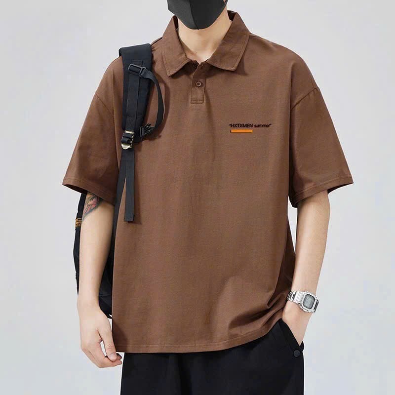 Htx อืม เสื้อโปโลผู้ชายและผู้หญิง ไม่จํากัดเพศ - เสื้อคอปกเปิดลงแขนหลวมทําจากผ้าฝ้ายยืด 2 ทางอ่อนเยา