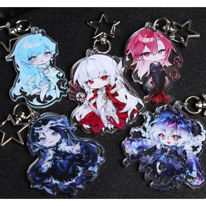 Path to Nowhere ชุดพวงกุญแจอะคริลิค - Shalm Coquelic Shin 000 LL, Chibi สไตล์ Anime Charm พร้อม Star