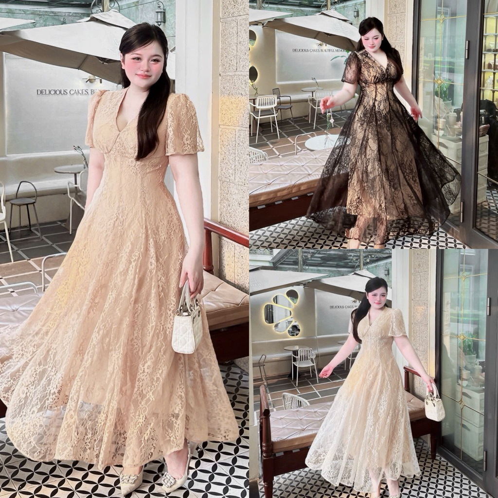 ชุดเดรสถ้วยกลม 55-90กก. ML XL XXL QUNH NHU BIGSIZE