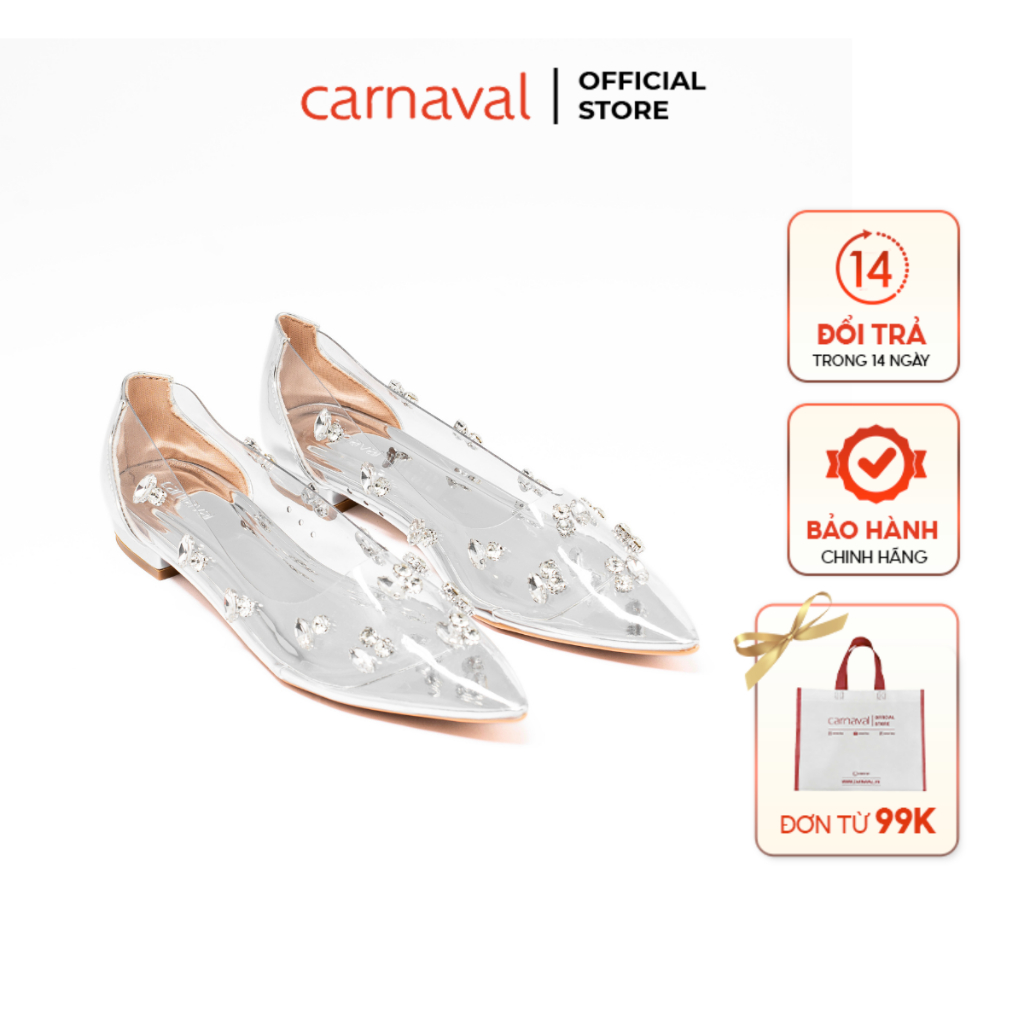 รองเท้าผู้หญิง Carnaval พร้อมหินโปร่งใส Pointed Toe Super Sparkly Closed Back - หรูหรา - VS52