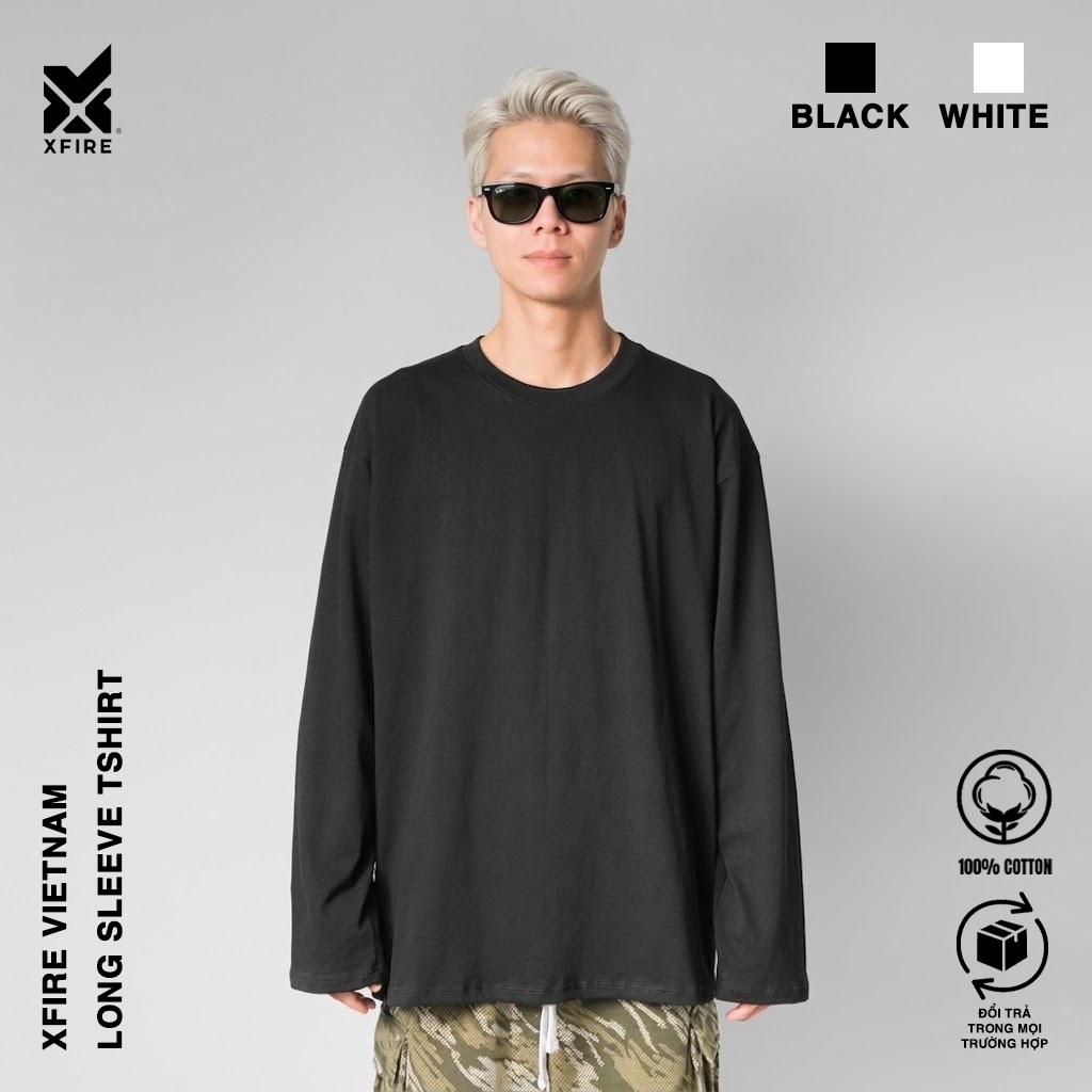 OVERSIZE UNISEX XFIRE BLANK เสื้อยืดแขนยาวสีดํา