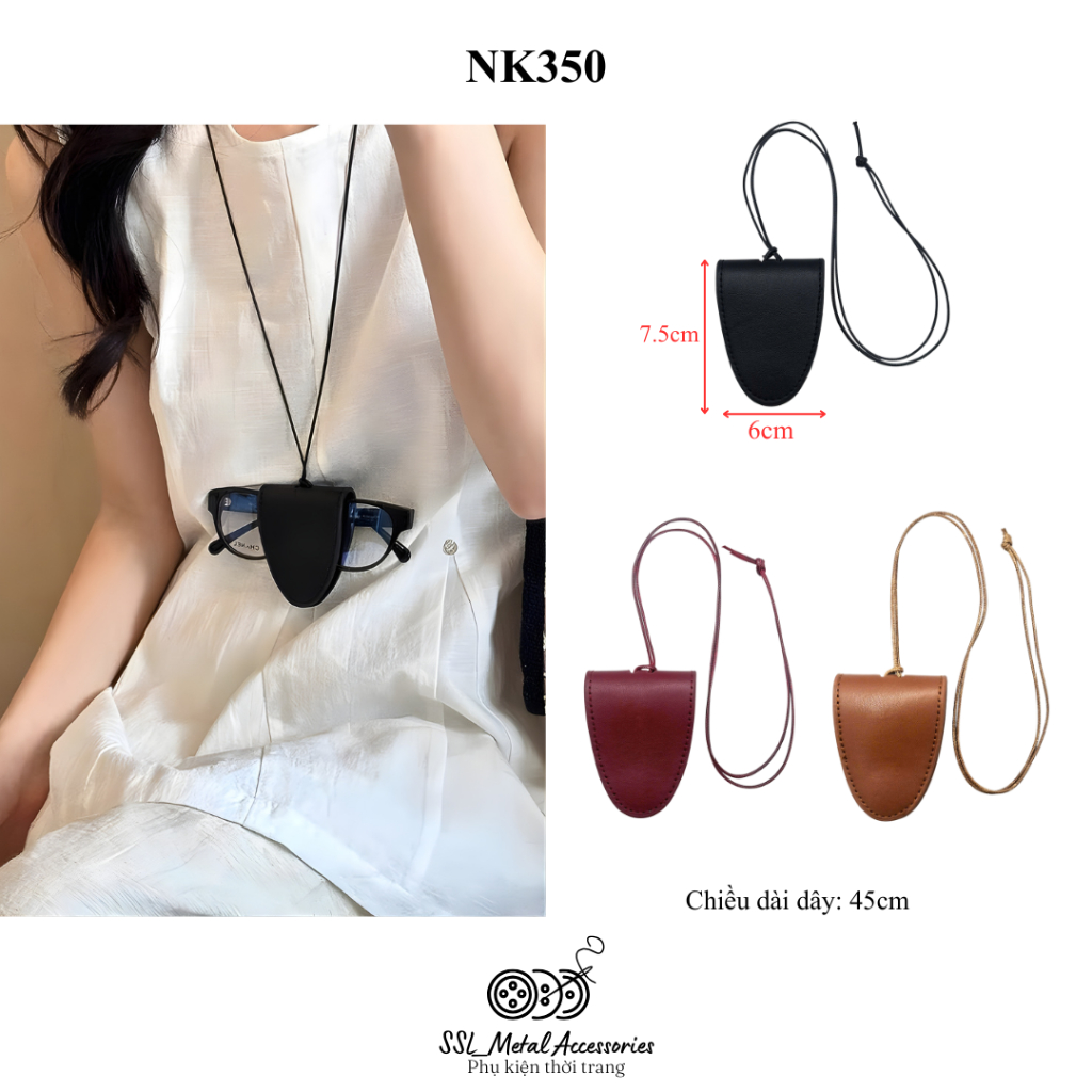 [สินค้าใหม่] (1 ชิ้น) สร้อยคอหนังมัลติฟังก์ชั่นพร้อมคลิปหนีบแว่นตา, อุปกรณ์เสริมสายสร้อยคอวินเทจ NK3