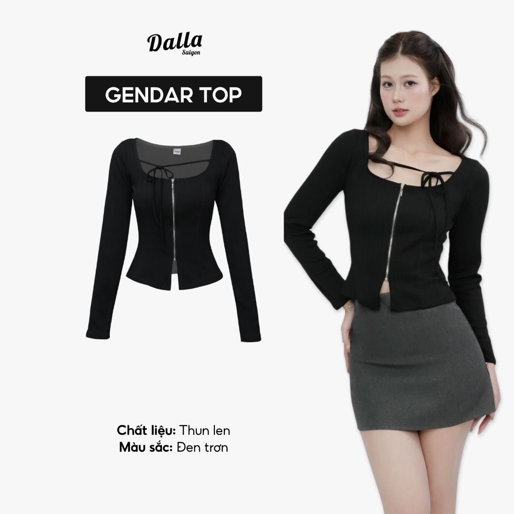 DALLA เสื้อยืดแขนยาวคอเหลี่ยมมีซิป (AT11) BSL