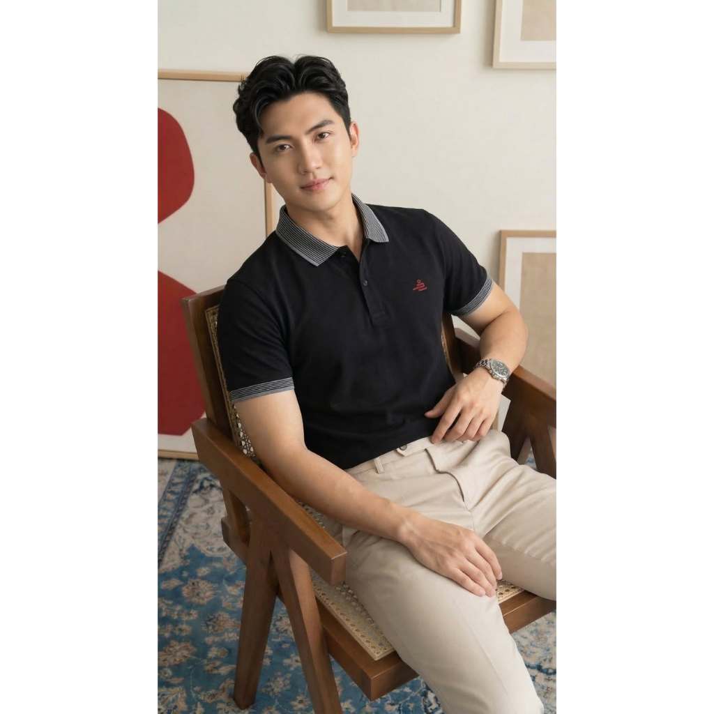 ENILO PLS-071 เสื้อโปโลผู้ชายคอปกลายทาง วัสดุ PolyCool สุดเท่ ฟอร์มคลาสสิคเรียบหรู