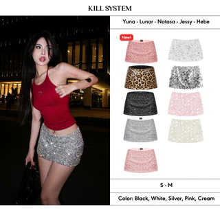SA KILL SYSTEM - กระโปรงเลื่อมเอวต่ําทรงยูน่า - Lunar Silver & Natasa รุ่นประกายใหญ่