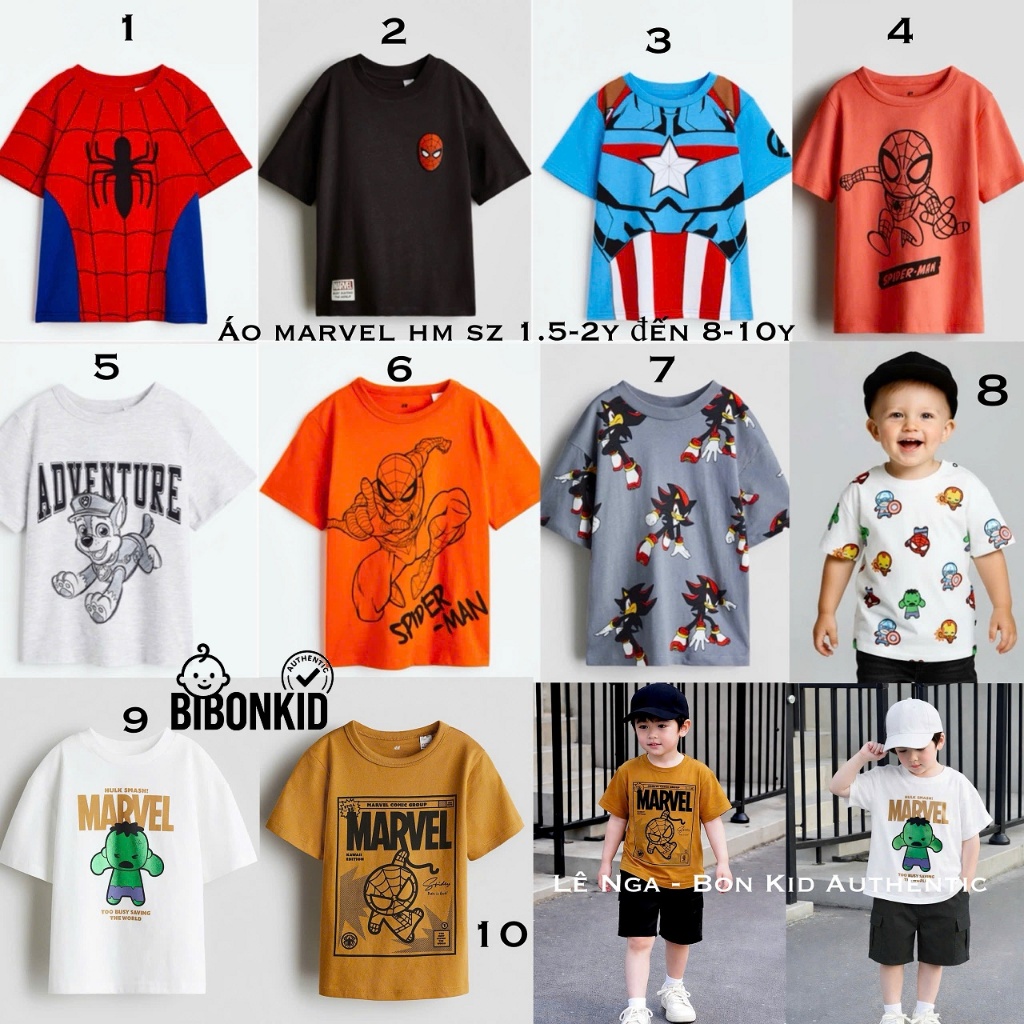 [Bibonkid] เสื้อยืด MAR.VE.L HM US/JAPAN ไซส์ 1.5-2y, 2-4y, 4-6y, 6-8y, 8-10y