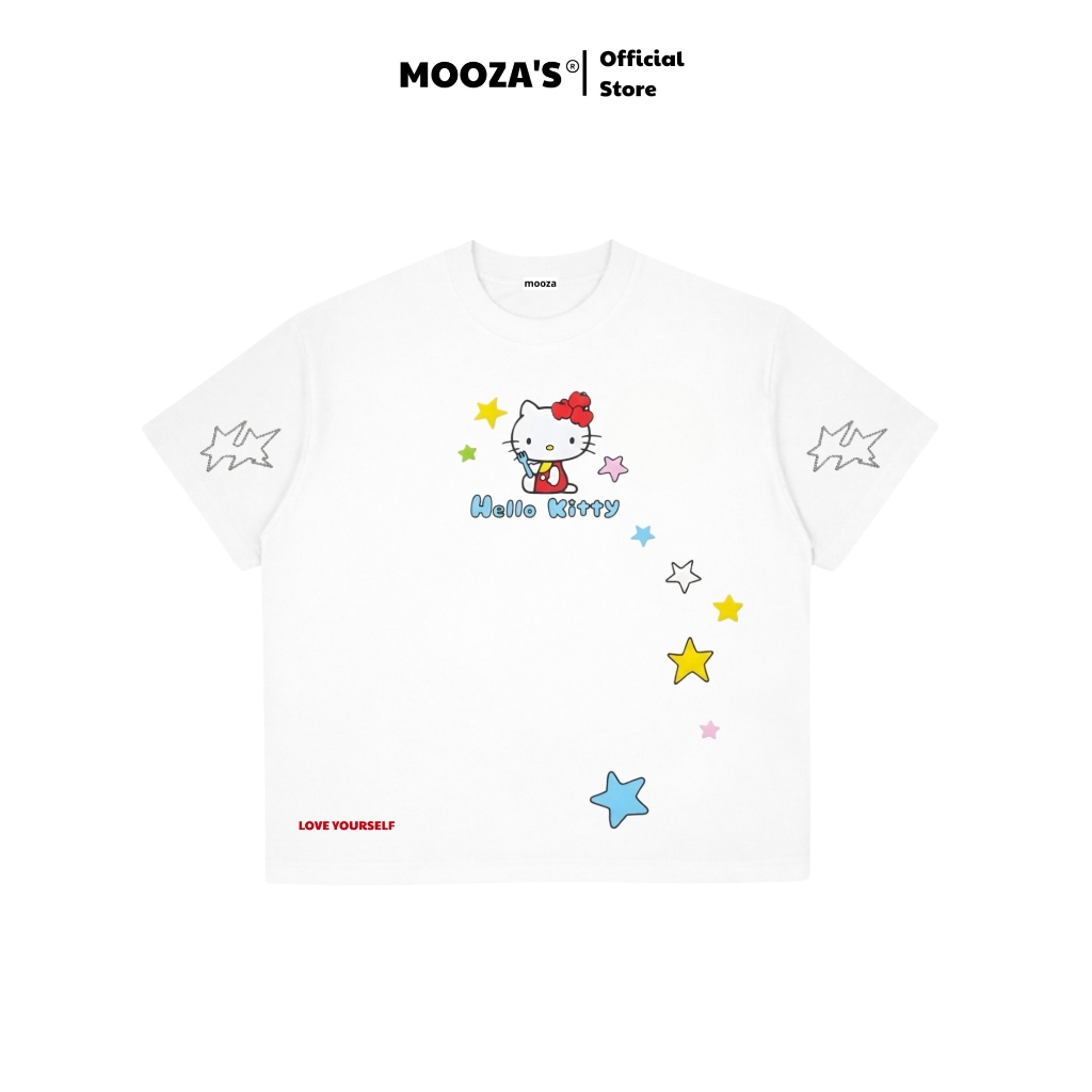 MOOZA Hello Kitty & Stars Oversize T-Shirt - เสื้อยืด Cotton 100% 260GSM Premium/Stars