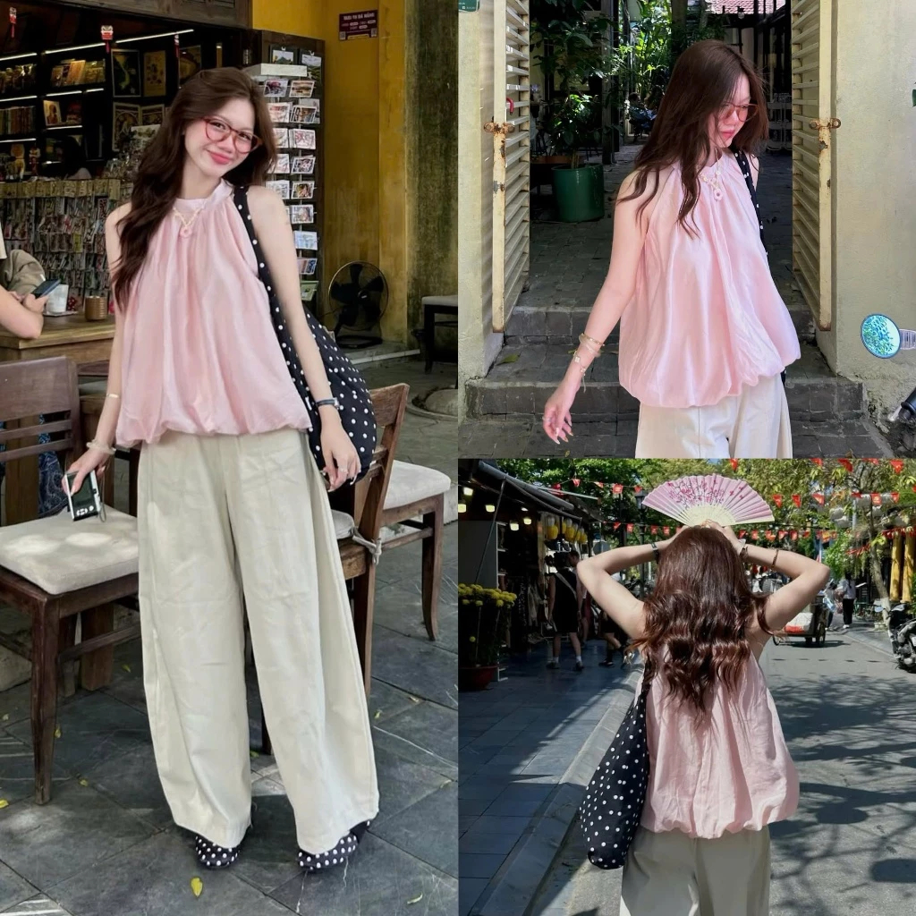 (รายการ L1, Ready stock) เสื้อชั้นในสตรีทรงพองฤดูร้อน Suzy Top ผ้าไหมย่นบาง