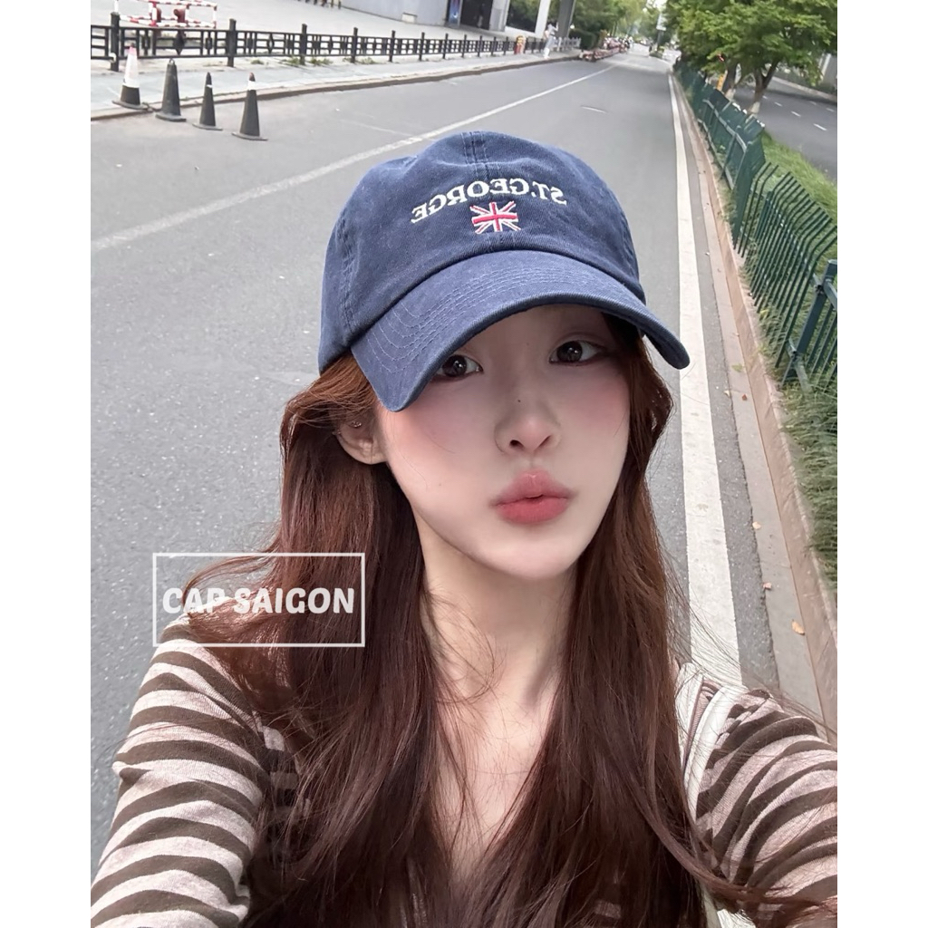 CAP SAIGON หมวกเบสบอลแบบนุ่มปักลาย ST.GEOGRE สีกากี 2 ชั้น unisex สุดฮอต