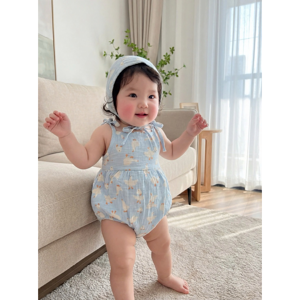 5-13กก. INCLUDED SCARF Muslin ทูโทนลายเป็ดน่ารักสําหรับเด็กทารก HH26004