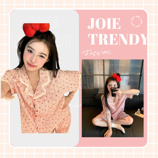 Bộ ngủ pijama nữ mùa hè JOIE TRENDY form rộng thoải mái, Set đồ mặc nhà tiểu thư cổ bẻ bèo sao nhí cài cúc siêu mát