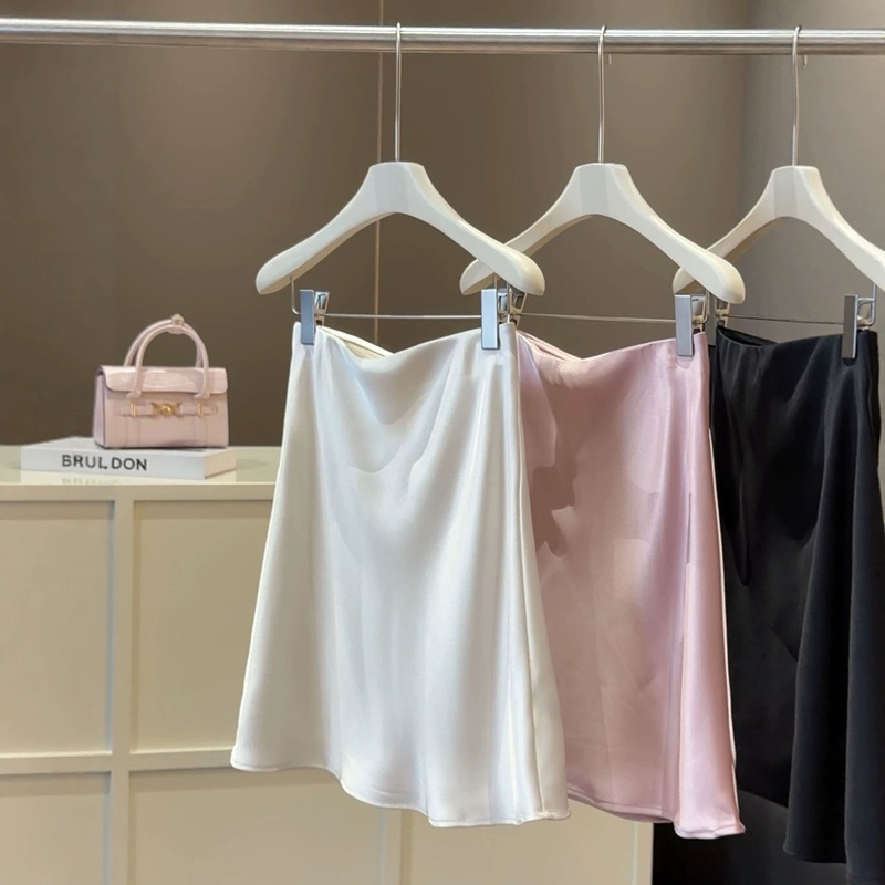SUPER BEAUTIFUL SUMMER STYLE 2-LAYER SHORT SILK SKIRT ในทุกขนาดและสี Manny