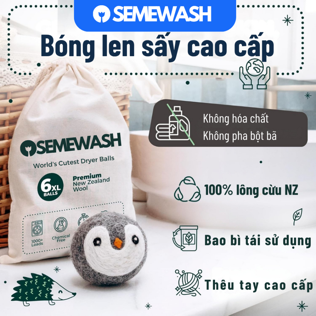 Semewash Dryer Ball New Zealand Organic Wool Ball ครีมลดริ้วรอย Shorten Drying Time