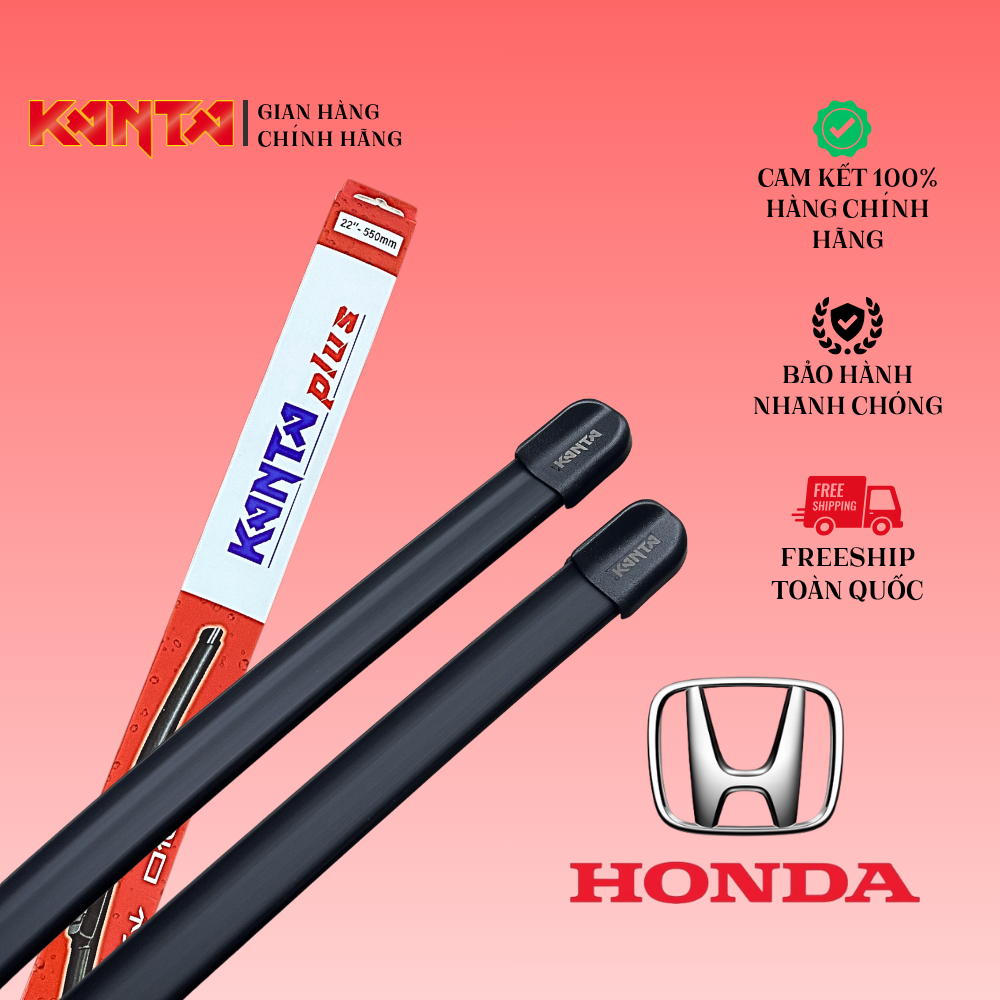 [HONDA] - ชุดที่ปัดน้ําฝนรถยนต์ Kanta Plus 2 ชิ้น ที่ปัดน้ําฝนแท้ - Accord, Brio, City, Civic, MDX, 