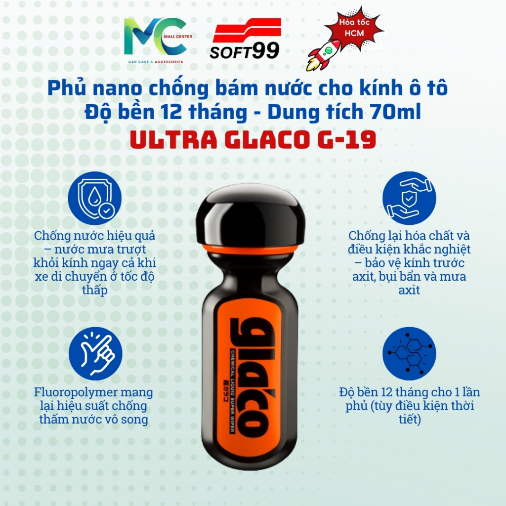Soft99 - Ultra Glaco G-19 12 Month Durability Water Repellent Nano Coating (70ml)