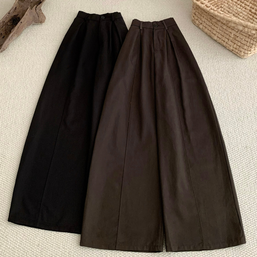 [JEMCLOSET] กางเกงผ้ายาวพร้อม WIDE FORM WITH ROLLED BACK IN WEST FABRIC - 3615 - XINE