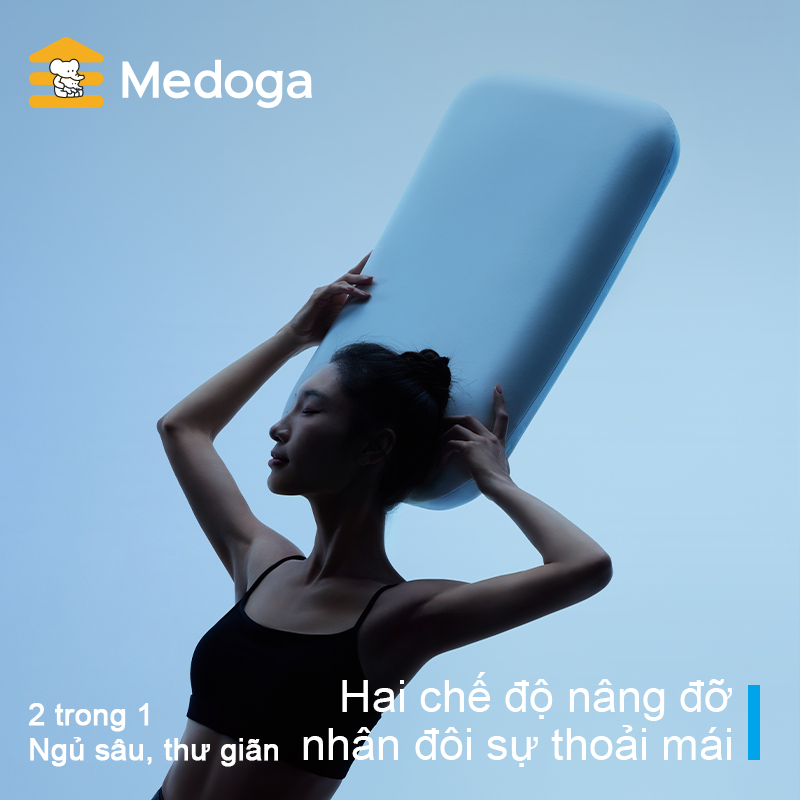 Medoga Memory Foam หมอนตามหลักสรีรศาสตร์โครงสร้าง 3 ชั้น 2-in-1 รองรับผ่อนคลายการนอนหลับที่ลึก