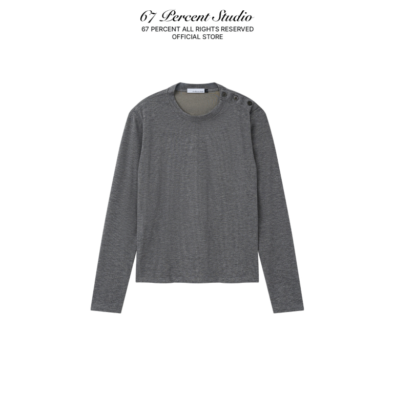 Stylized Buttoned SHOULDER Long Sleeve SHIRT 67PERCENT / 67% - SHOULDER BUTTON SHIRT