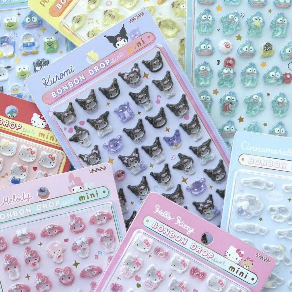 สติ๊กเกอร์ - BONBON DROP 3D Embossed Sticker Sheet Glitter Cartoon