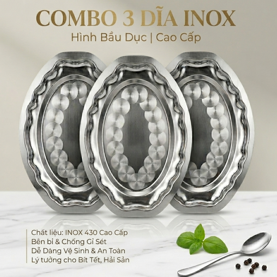 Combo 3 แผ่น Ne สแตนเลส 430 พรีเมี่ยม ขอบคลื่น ป้องกันสนิมที่ทนทานเป็นพิเศษ เมล็ดมะม่วง Ne Pan