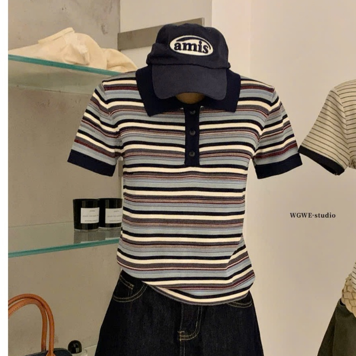 WGWE• เสื้อโปโลผ้าวูล mtg คอปกลายสก๊อต 9191 wgwe สินค้า QC ฟรีไซส์