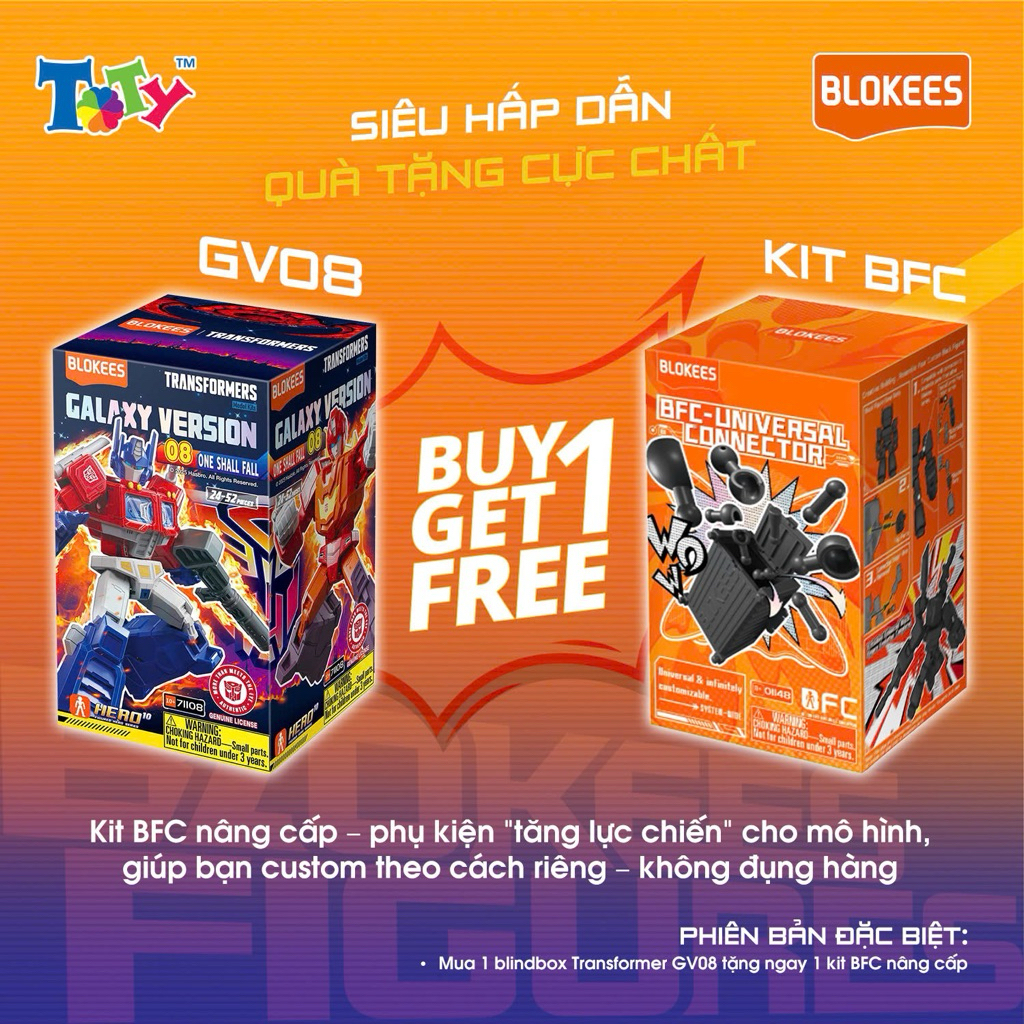 (ซื้อ 1 แถม 1)Transformers Blind Box Figure Model - GV08 One Shall Fall - Blokees - ET39