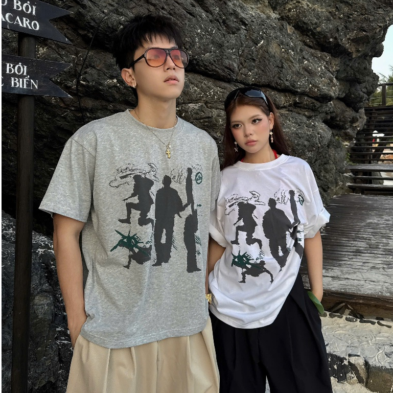 AB HOUSE - เสื้อยืดทรงหลวม LOUIE สําหรับผู้ชายและผู้หญิง
