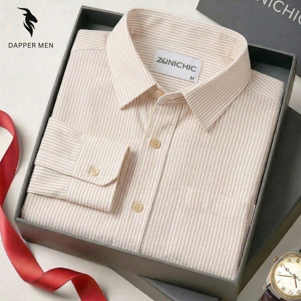 เสื้อเชิ้ตแขนยาวผ้า OXFORD สําหรับผู้ชายคุณภาพสูงดูดซับเหงื่อปกติ Fit Classy - DAPPER MAN SMKDPD686